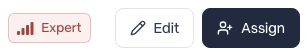 An Expert difficulty badge separated from the Edit and Assign buttons on a scenario page.